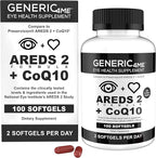 AREDS 2 SoftGels, 100 mg CoQ10 for Heart Health, 500 mg Vitamin C, 400 IU Vitamin E, 10 mg Lutein, 2 mg Zeaxanthin, 80 mg Zinc, 2 mg Copper - Supports Eye Health - 100 Mini SoftGels