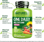 NATURELO One Daily Multivitamin for Women w/Vitamin B12, 240 Ct, Energy Support, Whole Food Daily Women Multivitamin Supplement, Nourish Hair/Skin/Nail, Non-GMO, No Soy, Gluten Free, 8 Month Supply