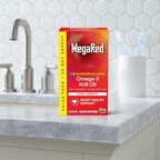 MegaRed Antarctic Krill Oil 500mg Omega 3 Fatty Acid Supplement, Extra Strength EPA & DHA Krill Oil Softgels (90cnt Box), Astaxanthin, Heart Health Supplement with No Fish Oil Aftertaste
