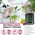 6in1 Beetroot Supplement with Maca Root, Grape Seed, Ginger, Turmeric and Black Pepper for Heart Health & Immune Support - 100 Vegan Capsules