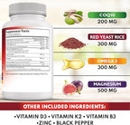 NEW AGE COQ10 200mg Red Yeast Rice Omega 3-6-9 Magnesium Complex Zinc Vitamin K2 D3 - Support Vitamins for Women and Men with Vitamin B3, Coenzyme Q10-180 Count
