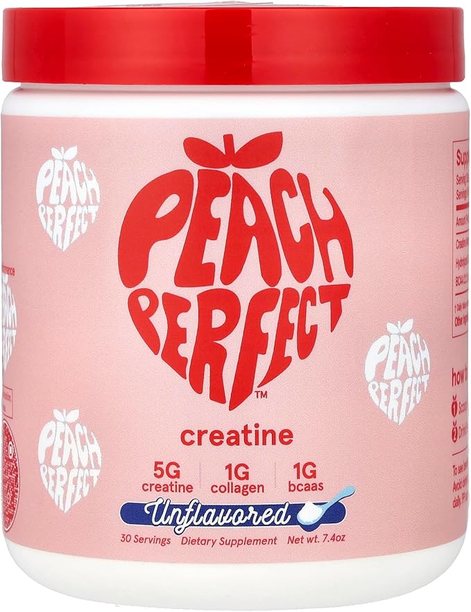 Peach Perfect Creatine for Women – Micronized Creatine Monohydrate Powder with BCAA & Collagen for Glute Strength Support, Boost Energy, Focus, Strength, and Endurance – Unflavored, 30 Servings