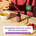 Ashwagandha and Saffron Supplement – Contains KSM 66 and Saffron Extract – Vegan, Gluten-Free, GMO-Free – Daily Herbal Ashwagandha Supplement to Support Focus, Clarity & Relaxation (Mixed Berry, 60ml)
