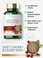 Carlyle Tart Cherry and Celery Seed Supplement | 200 Capsules | Vegetarian, Non-GMO, and Gluten Free