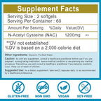 NAC Supplement N-Acetyl Cysteine | High Absorption NAC 1200mg Softgels for Liver & Kidney Detox, Immune Support & Antioxidants | Vegan Capsules | 2 Month Supply | Non-GMO | Gluten Free | 120 Count