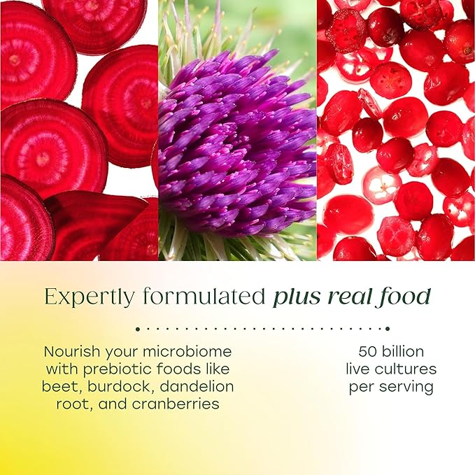 MegaFood MegaFlora Probiotics and Prebiotics for Women with 14 Strains & 50 Billion CFUs, Cranberry, Digestive Health, Vegetarian, Prebiotics and Probiotics for Women - 60 Capsules (30 Servings)