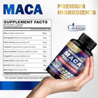 Organic Cadane Maca Root, Ashwagandha, Panax Ginseng Supplement - 90 Capsules 3 Months with Fenugreek, Tongkat Ali & More - Support Energy Production & Immunity