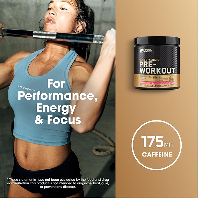 Optimum Nutrition Gold Standard Pre-Workout,Vitamin D for Immune Support,with Creatine,Beta-Alanine,and Caffeine for Energy,Keto Friendly,Watermelon Candy,30 Servings (Packaging May Vary),(Pack of 2)