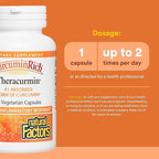 Natural Factors CurcuminRich Theracurmin - Antioxidant Support Supplement with Curcumin - Dietary Supplement Aids Muscle & - 60 Vegetarian Capsules (60 Servings)