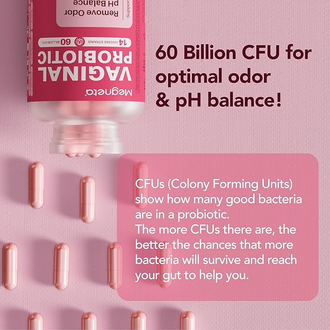 Vaginal Probiotics with Prebiotics Cranberry, 60 Billion CFU 14 Strains Probiotics for Women with Prebiotic & D-Mannose, Womens Probiotic for Vaginal Flora, Odor Control, pH Balance - 60 Capsules