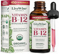 Organic Vitamin B12 1000 mcg Sublingual Liquid Drops For Adults, 1 Year+ Supply - 2 oz, Methylcobalamin & Adenosylcobalamin - Bioactive Blend for Energy, Clarity & Focus - Vegan, Non-GMO, Unflavored
