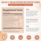 Totaria Magnesium Complex for Woman with NMN Supplement 500mg, Boost NAD Levels, Cellular Energy & Anti-Aging, 14-in-1 NMN Trans-Resveratrol Complex with PQQ, Non-GMO, 30 Days Supply