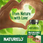 NATURELO Mushroom Supplement Capsules, 90 Ct, Brain & Immune Support, Vegan-Friendly, Lions Mane Supplement Capsules, Lion’s Mane, Reishi, Turkey Tail Blend