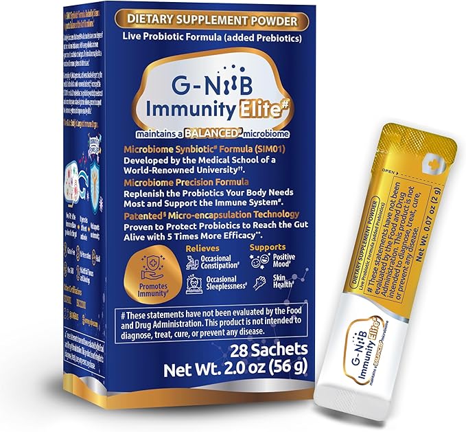 Immunity Elite (SIM01 Synbiotic Formula) - Potent Live probiotics and Added prebiotics to Support Immunity, Regularity, Sleep, Mood, and Skin - 5X More Effective in Reaching the Gut Alive