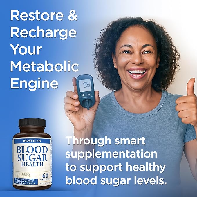 Blood Sugar Health Natural 20 Herbs and Vitamins with Cinnamon, Alpha Lipoic Acid to Support Health, Non-GMO, for Men Women, Supports Healthy Energy Levels - 60 Herbal Pills - 30 Day Supply
