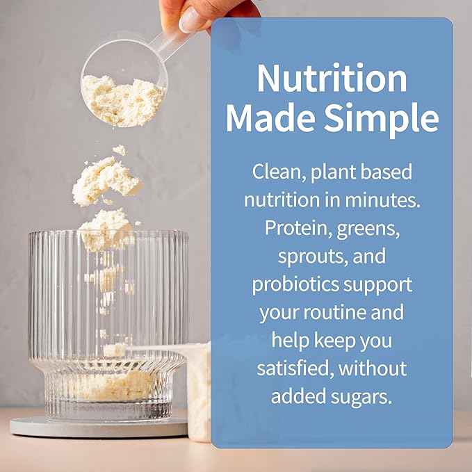 Garden of Life Meal Replacement Shakes, Raw Organic, Vanilla Protein Powder with Plant Based Pea Protein, Sprouts, Greens, Probiotics, Dairy Free 28 Servings