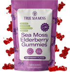 TrueSeaMoss Sea Moss Elderberry Gummies for Adults & Kids – with Burdock Root, Bladderwrack – 60 Gummies (Pouch May Vary)