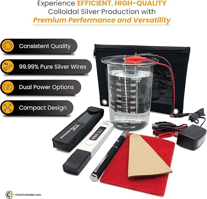 Enhanced 24V Ionic-Nano Colloidal Silver Generator Kit with 99.995% Pure Silver Wire – Just Add Distilled Water and a Jar!