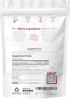 Micro Ingredients Vitamin B12 5,000 mcg | Methylcobalamin – 240 Chewable Tablets | Fast Dissolve, Natural Strawberry Flavor | Vegan, Non-GMO, Gluten Free