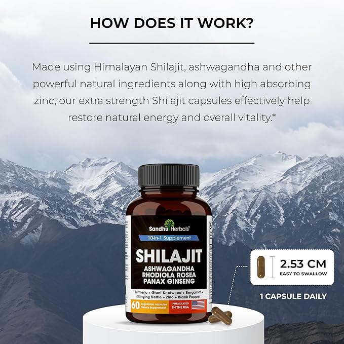 Shilajit Pure Himalayan for Men & Women | 120 Capsules with Ashwagandha | High Potency and Energy Supplement | Better Absorption than Gummies | For Extra Power and Stamina | Combo with Sea Moss