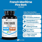 Healthfare Pine Bark Extract 6000mg French Maritime | 200 Vegan Capsules | Standardized 95% OPC Proanthocyanidins | Antioxidant Herbal Supplement | Non-GMO, Gluten-Free | Made in USA