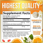 Vitamin C 1000mg Per Serving - Extra Strength with Rose Hips Bioflavonoids - Sugar Free Vitamin C Chewable Pills, Vit C Supplement for Immune Support & Antioxidant, USA Bottled - 120 Chewable Tablets