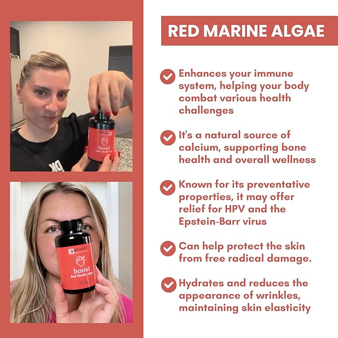 BoostCeuticals Gigartina Red Marine Algae Polysaccharides - Vegan Non-GMO Extract - Clean Immune Support Antioxidant Protection - 90 Capsules 90 Servings