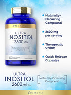 Carlyle Inositol Supplement | 2600mg | 200 Capsules | for Women & Men | as Myo-Inositol | Non-GMO, Gluten Free