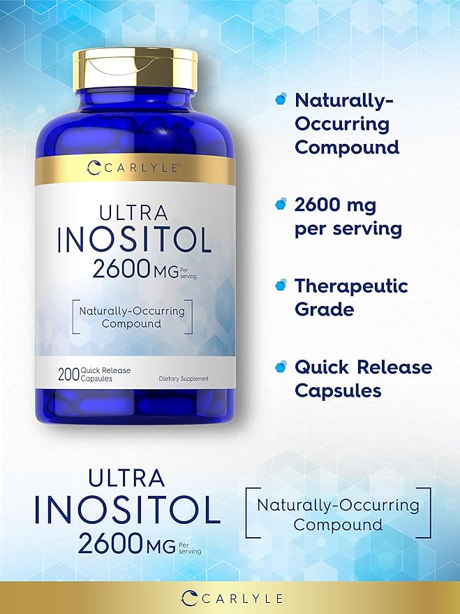 Carlyle Inositol Supplement | 2600mg | 200 Capsules | for Women & Men | as Myo-Inositol | Non-GMO, Gluten Free