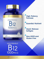 Carlyle Vitamin B12 1000 mcg Absorbable | 400 Softgels | Non-GMO and Gluten Free Supplement