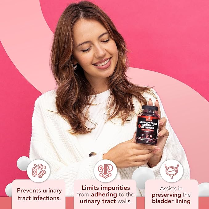 Potent Cranberry Gummies with D Mannose - Urinary Tract Health for Women & Men, Urinary Flush & Bladder Fast-Acting Support Supplements with Hibiscus Powder, 180 Count