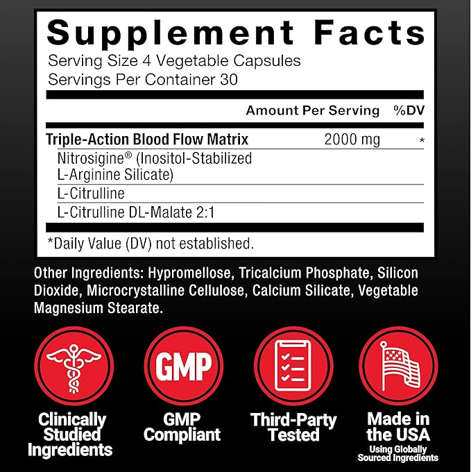 Force Factor Nitric Oxide Booster,Fast-Acting Formula with L-Arginine,Boosts Nitric Oxide Levels,Maximize Muscle Pumps,Enhance Endurance,Improve Circulation,120 Capsules,(Pack of 2)