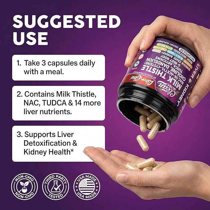 Clean Nutra Organic Milk Thistle Supplement | Liver Cleanse Detox & Repair + NAC Choline Dandelion Root TUDCA Artichoke Beet Root Burdock Holy Basil Kidney & Liver Support 90 Vegan Capsules