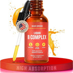Vitamin B Complex Liquid Drops - Strength Sublingual Formula, Maximizes Absorption & Boosts Energy - B1, B2, B3, B5, B6, B7, B9, B12 - Natural Vegan Supplement for Immunity (B Complex)