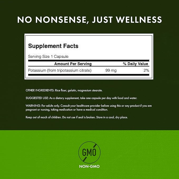 Swanson Potassium Citrate - Mineral Supplement Promoting Heart Health & Energy Support - Aids Optimal Nerve & Kidney Function with Natural Ingredients - (120 Capsules, 99mg Each) (4 Pack)