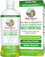 MaryRuth Organics Extra Strength Nighttime Liquid Multimineral | Sugar Free | Calm Magnesium Citrate | NO Melatonin | Calcium Magnesium Zinc | Muscle Relaxation | Lemonade Flavor | Vegan | 32 Serving