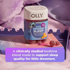 OLLY Kids Melatonin Free Sleep Gummy Supplement, Supports Sleep Quality,* Magnesium, L-Theanine, Lemon Balm, Cloudberry Peach Flavored, 25 Day Supply - 50 Count