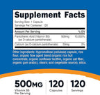 Nutricost Pantothenic Acid (Vitamin B5) 500mg, 120 Capsules