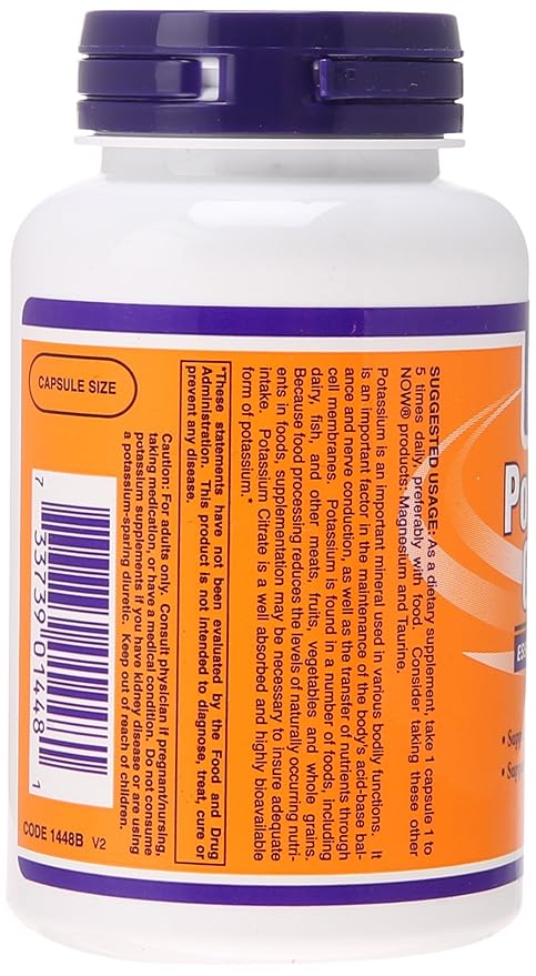 NOW Potassium Citrate 99 mg,180 Capsules