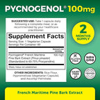Viva Naturals Pycnogenol - 100mg French Maritime Pine Bark Extract – Supports Circulation, Antioxidant-Like Activity, Joints & Immune Health and Function – 60 Veggie Capsules