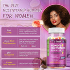 Totaria Sugar Free Multivitamin Gummies for Women 14+ w/Iron, Inositol, Folate, Biotin, Womens Daily Multivitamin Gummy w/Vitamin A, C, B, D3, K2, for Hair, Skin, Energy, Immune, Mixed Flavors