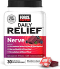 Force Factor Daily Relief Nerve Supplement with Alpha Lipoic Acid, B Vitamins, CoQ10 & Acetyl-L-Carnitine HCl for Nerve Discomfort in Hands, Feet, Toes & Fingers, Blueberry Acai, 30 Soft Chews