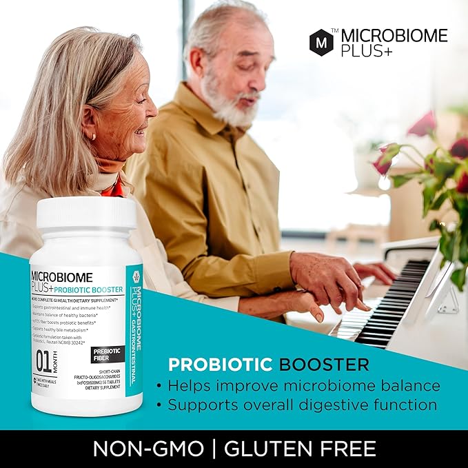 Microbiome Plus Prebiotics scFOS Prebiotic Fiber, Boosts Probiotic Benifits, GI Digestive Supplements, Allergy Safe and Gluten-Free for Men and Women (1 Month Supply) (1)