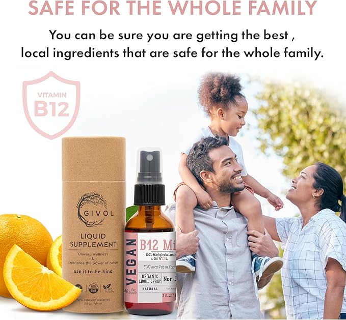 B12 Liquid Spray Mist – Hydrating Fine Mist Spray for Everyday Use – Easy Absorption & Convenient Application for Kids & Adults - 2 Fl Oz / 60 ml Travel-Friendly Bottle – 240 Spray Supply