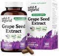 Wild & Organic Grape Seed Extract Capsules - Antioxidant Support - Grapeseed Extract 400 mg - 95% Polyphenols - 180 Vegan Capsules - 6 Month Supply - Non-GMO
