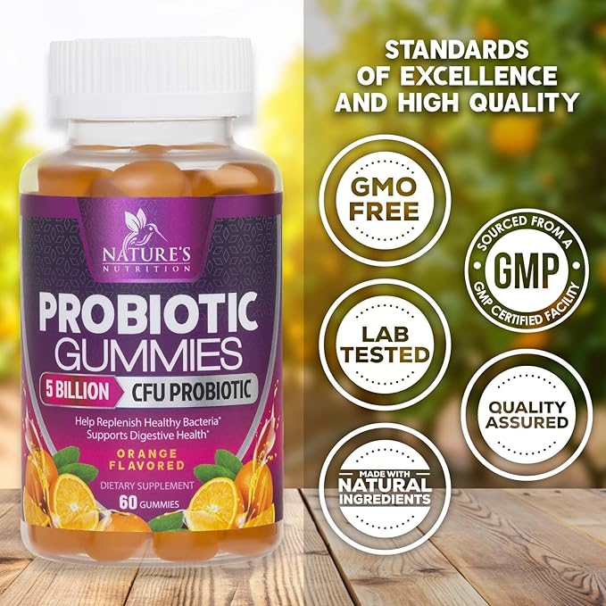 Probiotics for Digestive Health Gummies - 6 Unique Strains for Daily Immune Support & Gut Health, Supports Constipation, Gas & Bloating - Best Probiotic Supplement Gummy for Women & Men - 60 Gummies