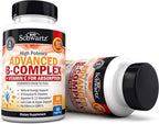 Vitamin B Complex with Vitamin C for Maximum Absorption - Methylcobalamin b12 & Folate Folic Acid Supplement - B1 B2 B3 B5 B6 B7 B9 for Immune Energy & Nervous System Support - Non-GMO, 60 count