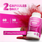 Rosabella Organic Beet Root Capsules - 1300mg Beet Root Powder Aids Healthy Circulation & Vitality, Non-GMO, Beet Root Supplement - 180 Capsules, 90-Day Supply
