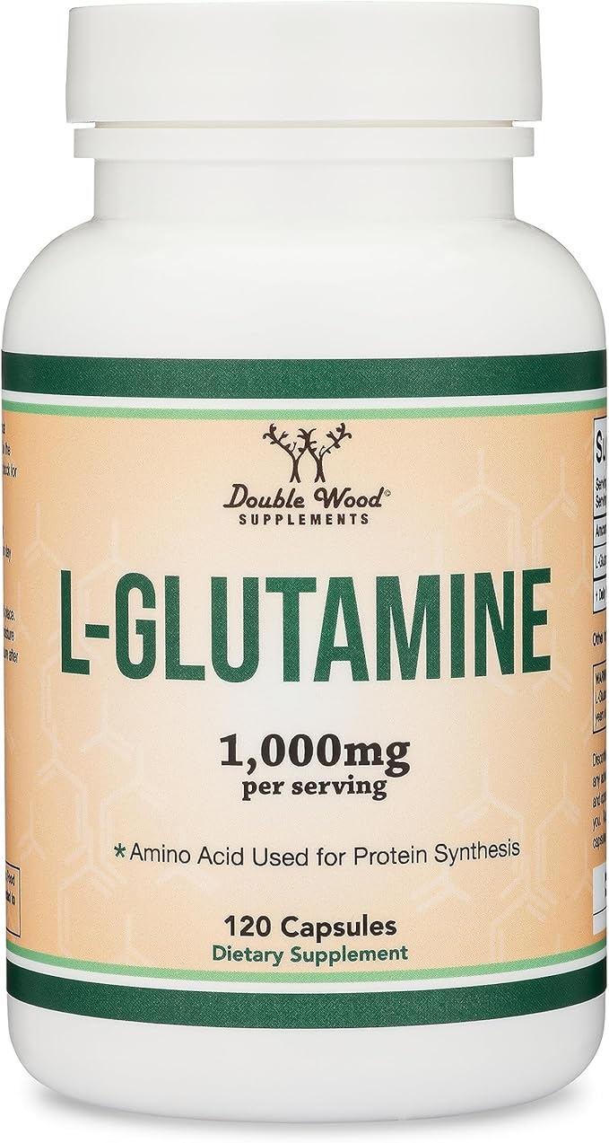 L Glutamine Capsules - No Fillers (1000mg Servings, 120 Capsules) Non-GMO, Gluten Free, Keto Safe, Vegan Friendly, Third Party Tested (for Endurance and Gut Health) by Double Wood (Pack of 2)