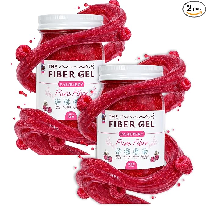The Fiber Gel High Dietary Fiber Prebiotic Gel Formula — 100% Natural & Clean Label — Plant-Based Psyllium Husk & Inulin Complex — Keto Friendly, Vegan, No Added Sugar — Raspberry, 32 oz